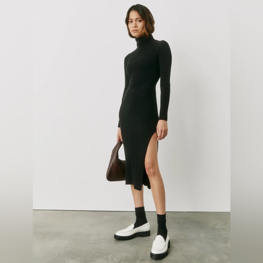 REFORMATION ROBIN CASHMERE DRESS BLACK
